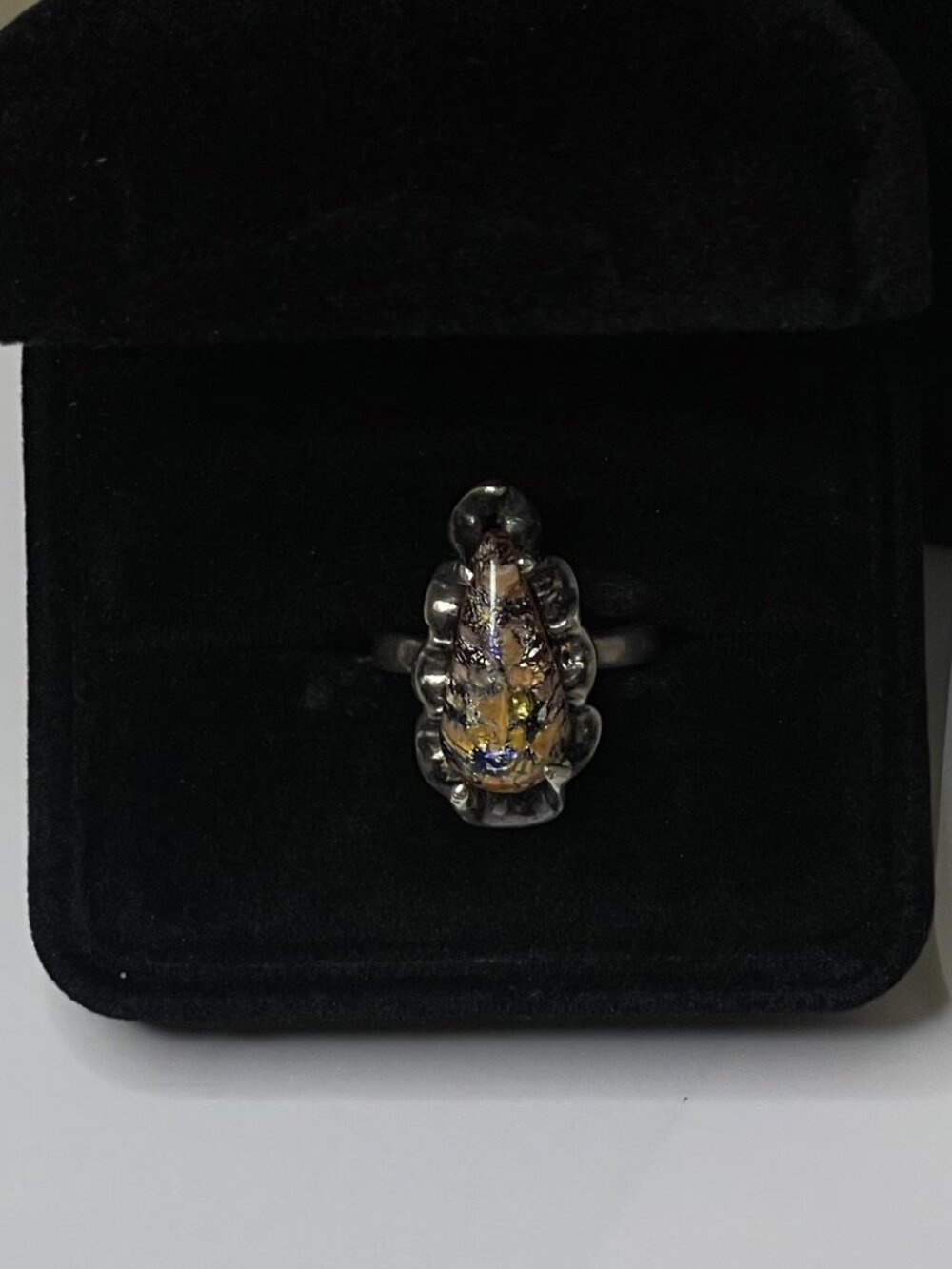 Sterling Silver Mexico 925 Jasper Ring Artisan Pyrite Inclusions Vintage